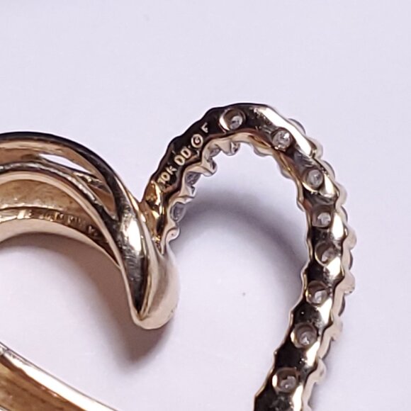 Estate .25ctw Natural Graduated Rd Diamond 10Kt Y/G Freeform Heart Pendant#23080 - Picture 5 of 6